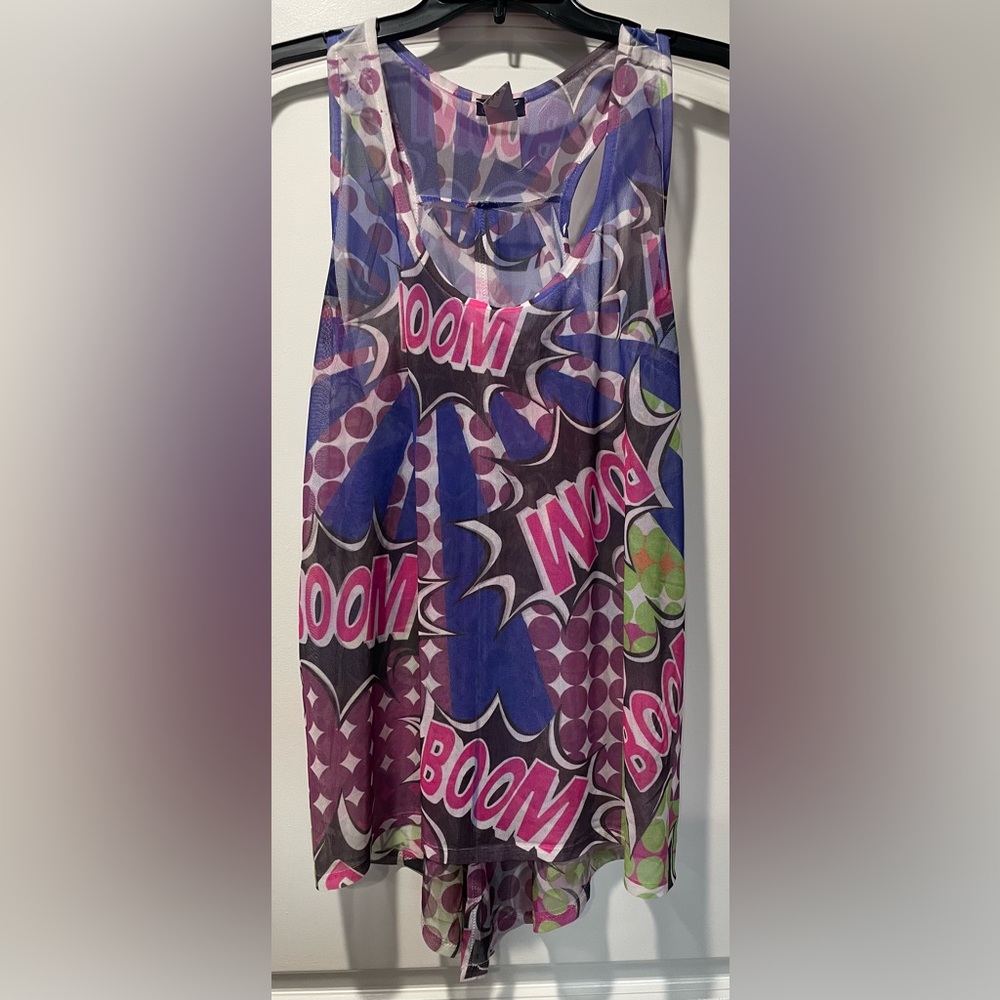 Comic Explosion Sheer Tank Top/Cover Up